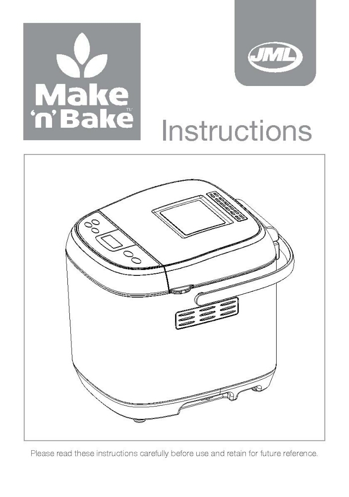 John Mills Make n Bake Bread Machine Owners Manual