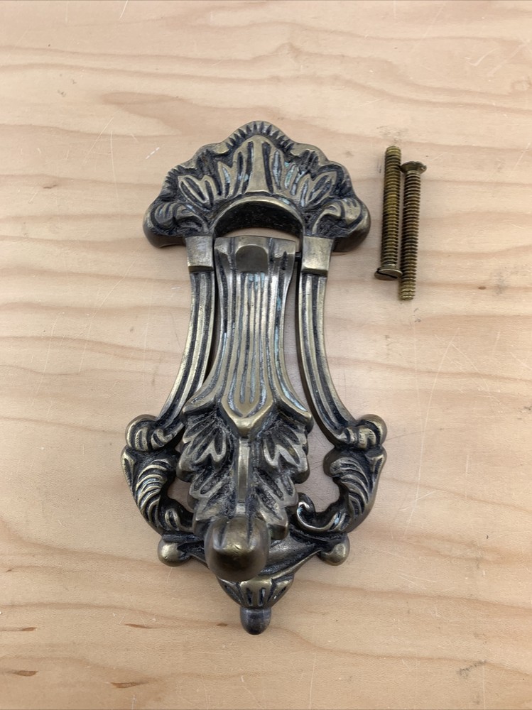 Vintage Classical Acanthus Leaf Brass Door Knocker .