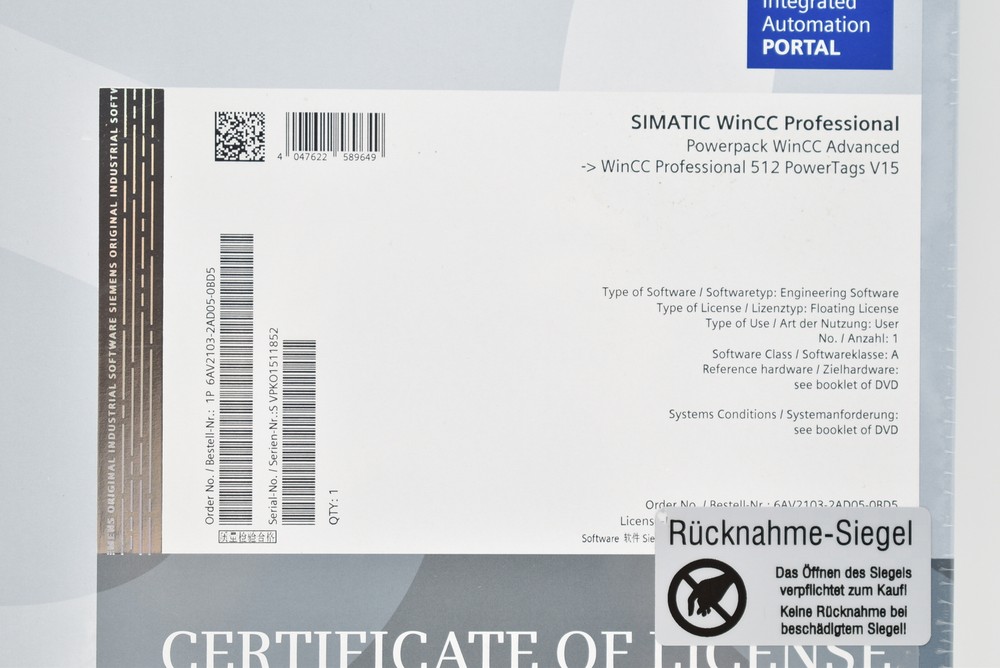 Siemens simatic WinCC Professional Powerpack WinCC Advanced 6AV2103-2AD05-0BD5