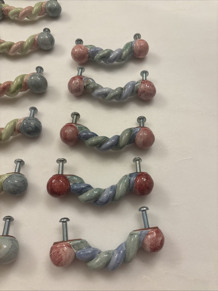 MacKenzie-Childs Ceramic Drawer Pulls Pastel Set Of 32 Plus 2 Broken
