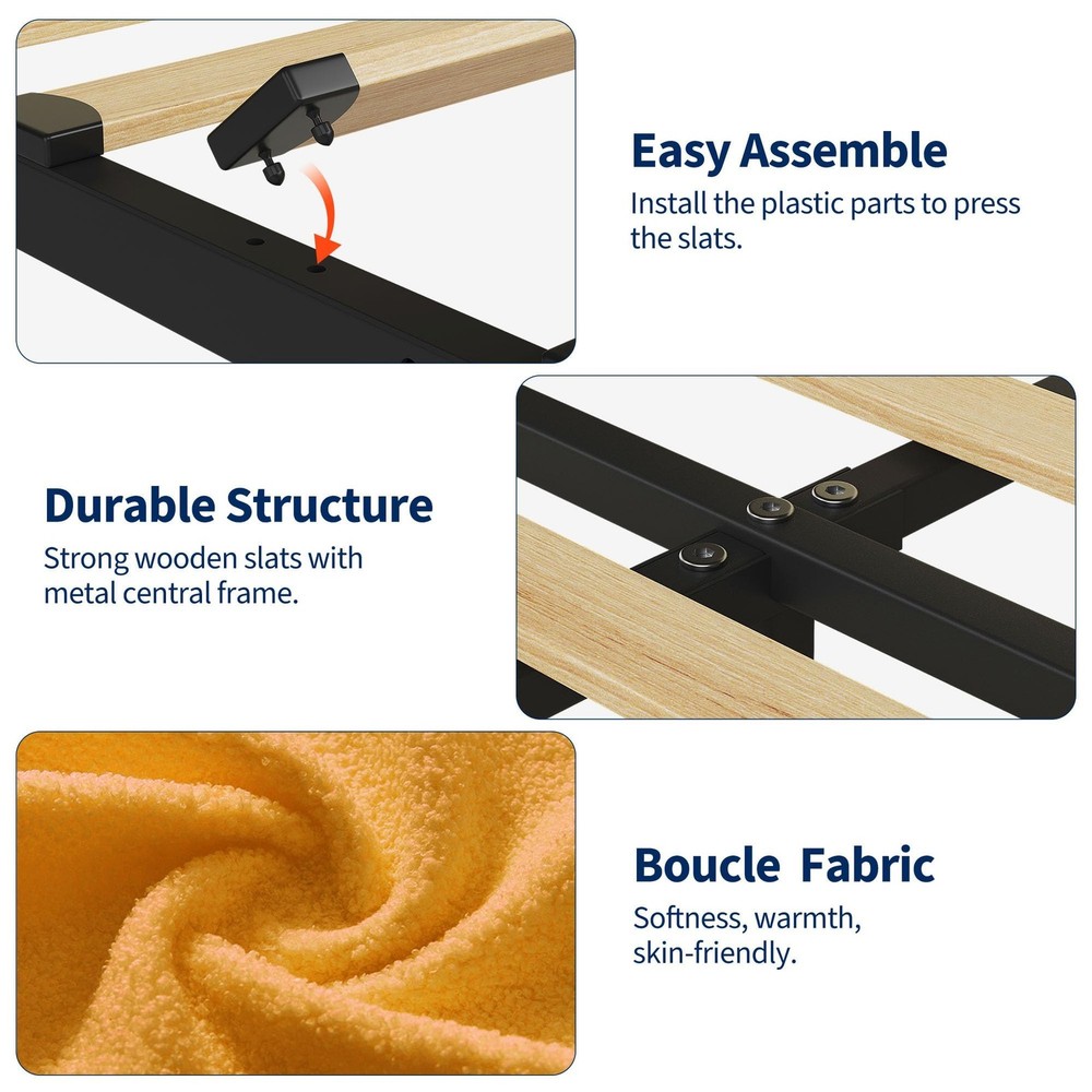 Full Size Bed Frame w/Storage Headboard ,Upholstered Platform Bed & Drawers Home