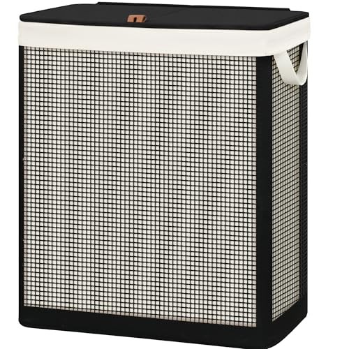 Double Laundry Hamper with Lid, 140L Large 2 Section Laundry Sorter, 2-Section