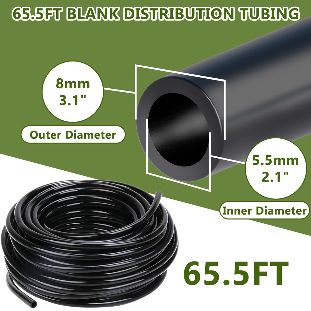 65.6FT/20M Drip Irrigation System, 360° Bendable Irrigation System for Garden...