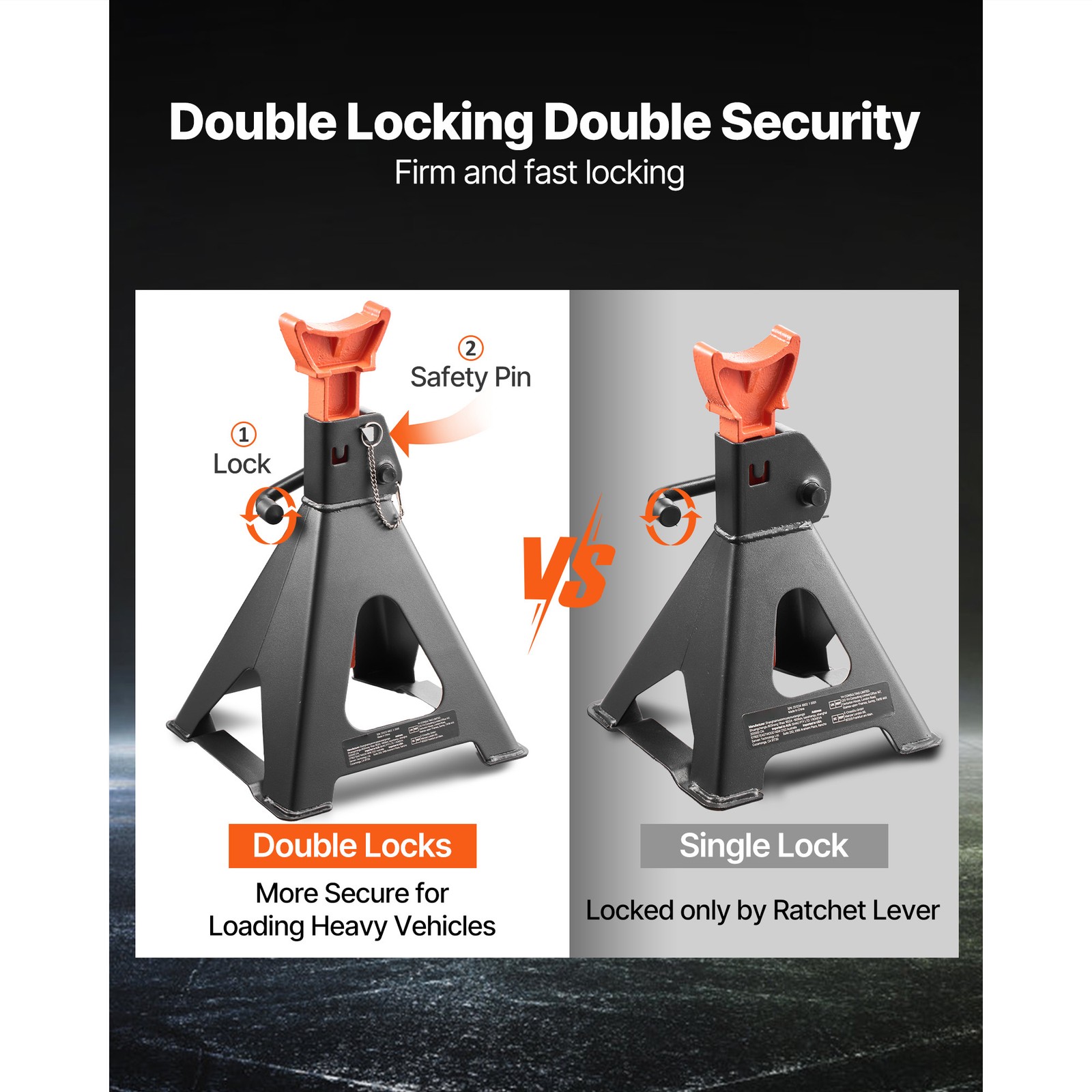 Uimoso Heavy Duty Steel Auto Jack Stands 6T (13000lbs) with Double Locking