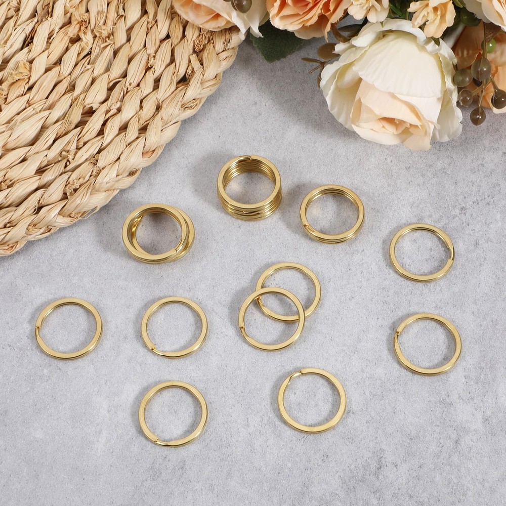 15/20/25/30/32/35mm Solid Brass Flat Keyring Split Key Rings Hoop Loop Keychain