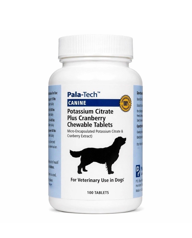 Pala-Tech Potassium Citrate Plus Cranberry Tablets for Dogs 100 Count UTI Suppor