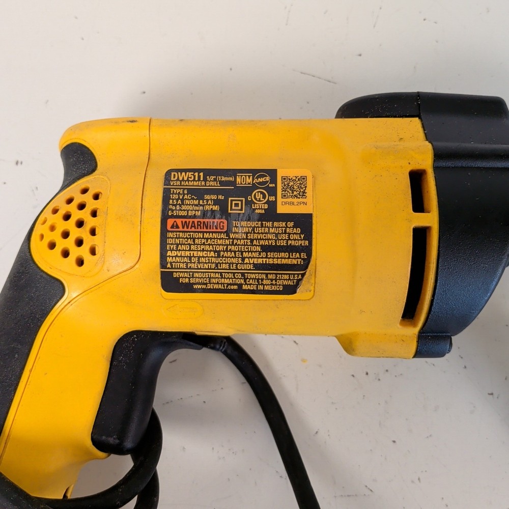 DEWALT DW511 7.8 Amp 1/2" Variable Speed Corded Hammer Drill