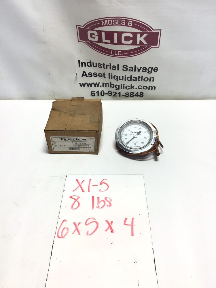 Trerice V80440 Dial Thermometer with Bronze Braid Armor Range 90-230C