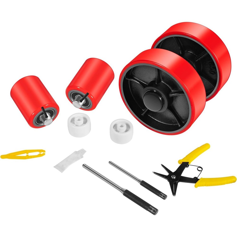 Pallet Jack Full Replacement Kit Steering Wheels 7"x2" Front Load Roller 3"x3.75