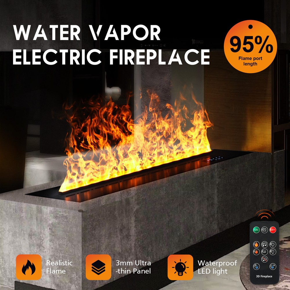 Electric Fireplace Insert Water Vapor Fireplace with Remote Control Single