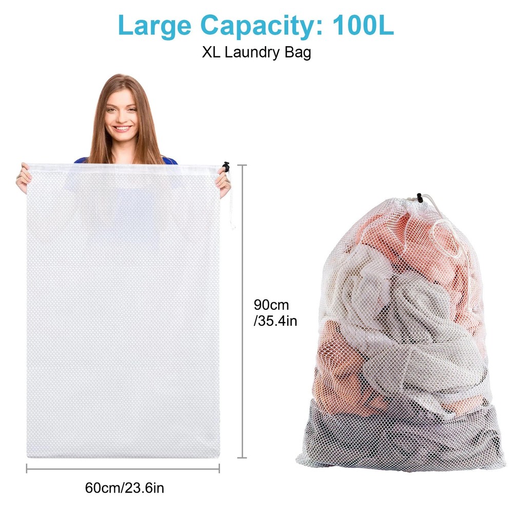 1Pcs Heavy Duty Laundry Bag Large Mesh