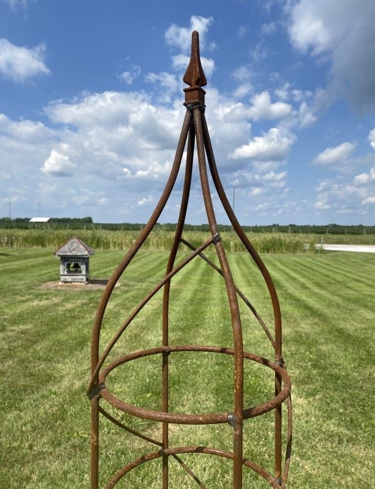 47" Rose Plant Support Garden Trellis Topiary, Round Wrought Iron Obelisk