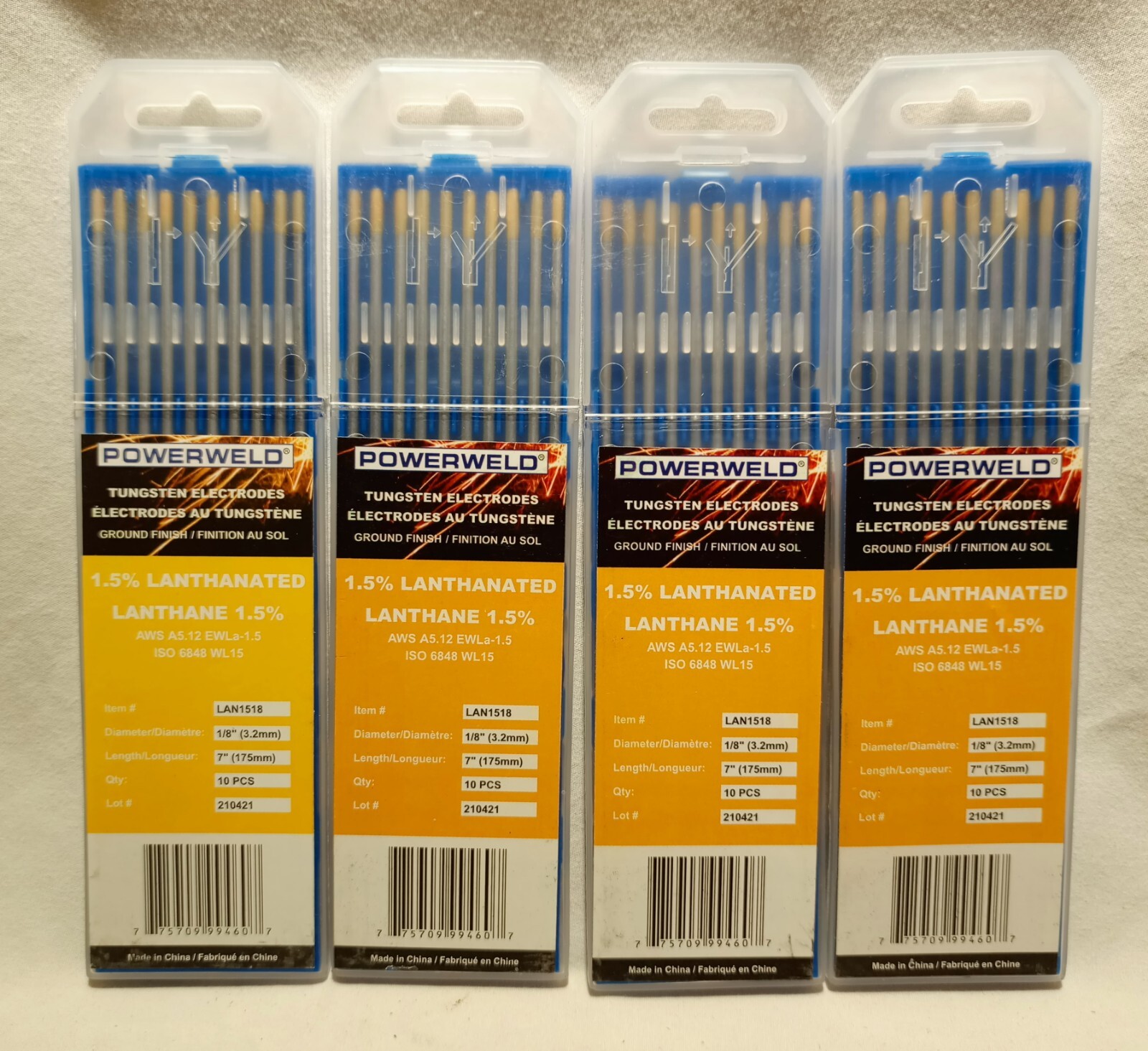 40-Pack 1.5% Lanthanated Tungsten Electrodes 1/8" 3.2mm