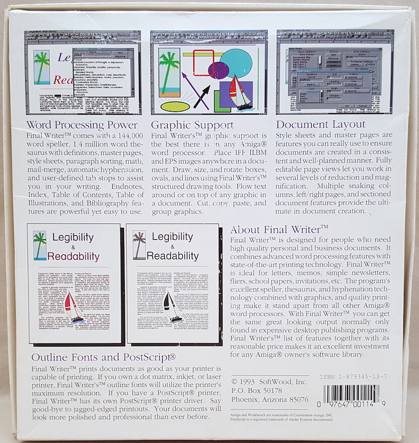 Final Writer Release 4 ©1994 SoftWood Word Processor for Commodore Amiga BOXED 1