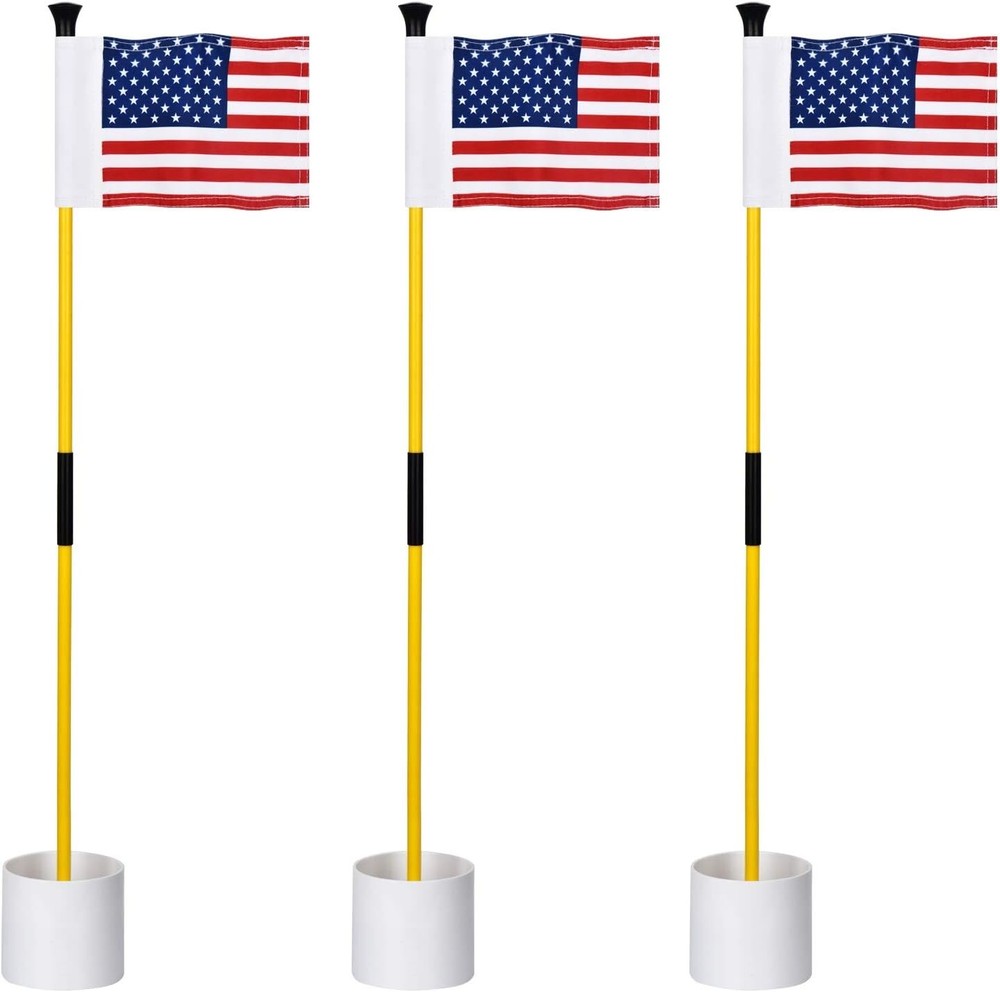 American Flag Double-Sided Golf Flagstick - Practice Combo for Home Putting