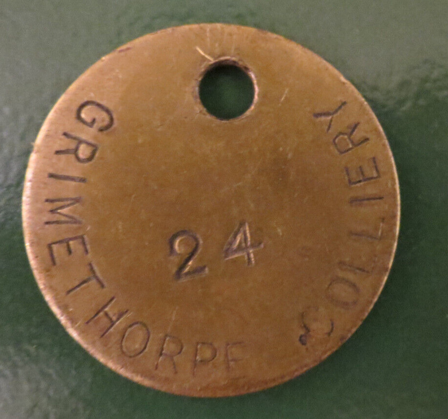 GRIMETHORPE Colliery Pit Check Tally - marked GRIMETHORPE COLLIERY 24