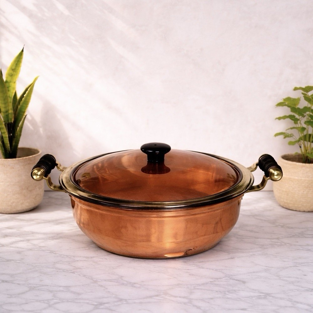 Vintage Coppercraft Guild Chafing Dish w/ Pyrex Insert MCM Server