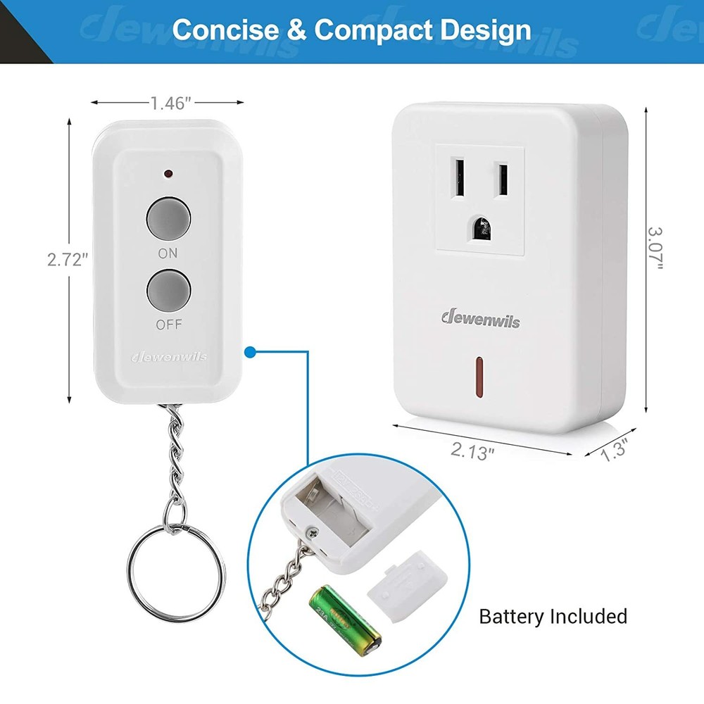 DEWENWILS Indoor Remote Control Electrical Outlet Plug Wireless On Off Switch
