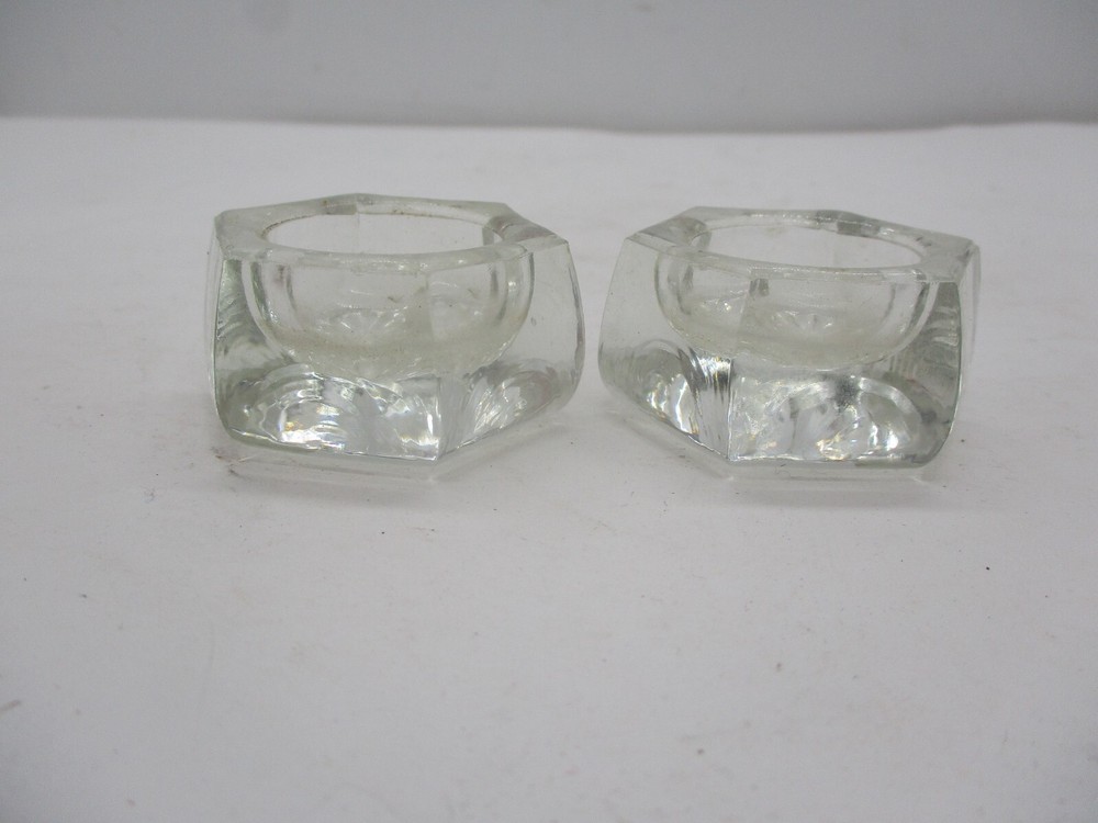 2 Clear Glass Open Salts