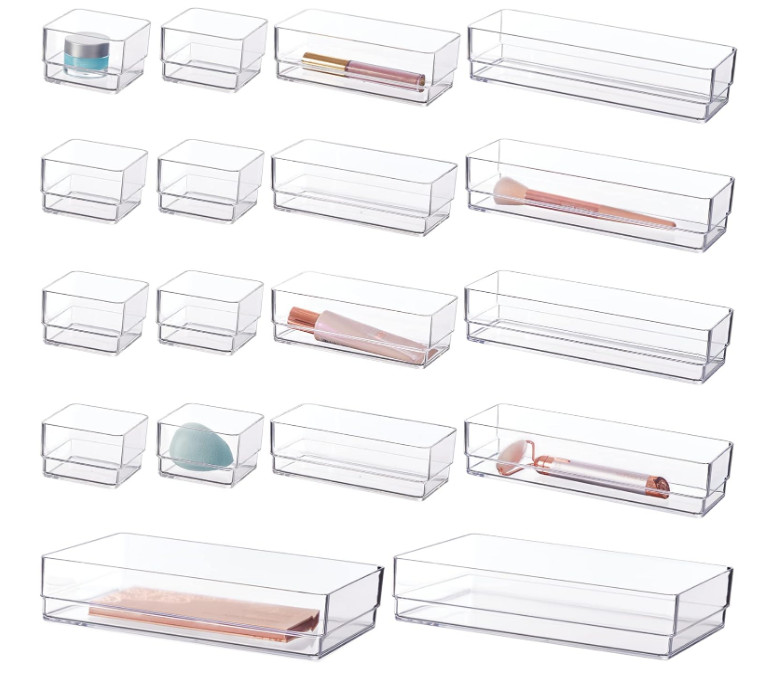 STORi SimpleSort 18-Piece Stackable Clear Drawer Organizer Set Multi-size