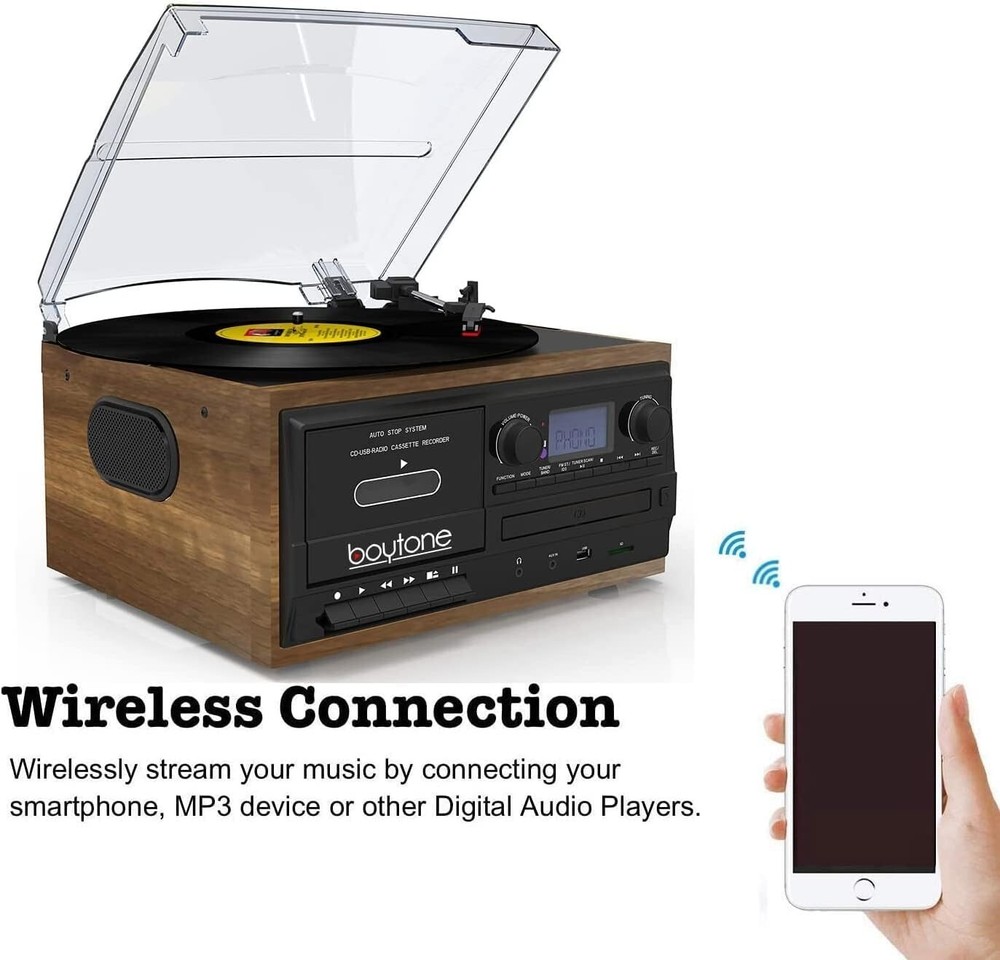 Boytone BT-32W record player Turntable with CD, Cassette player