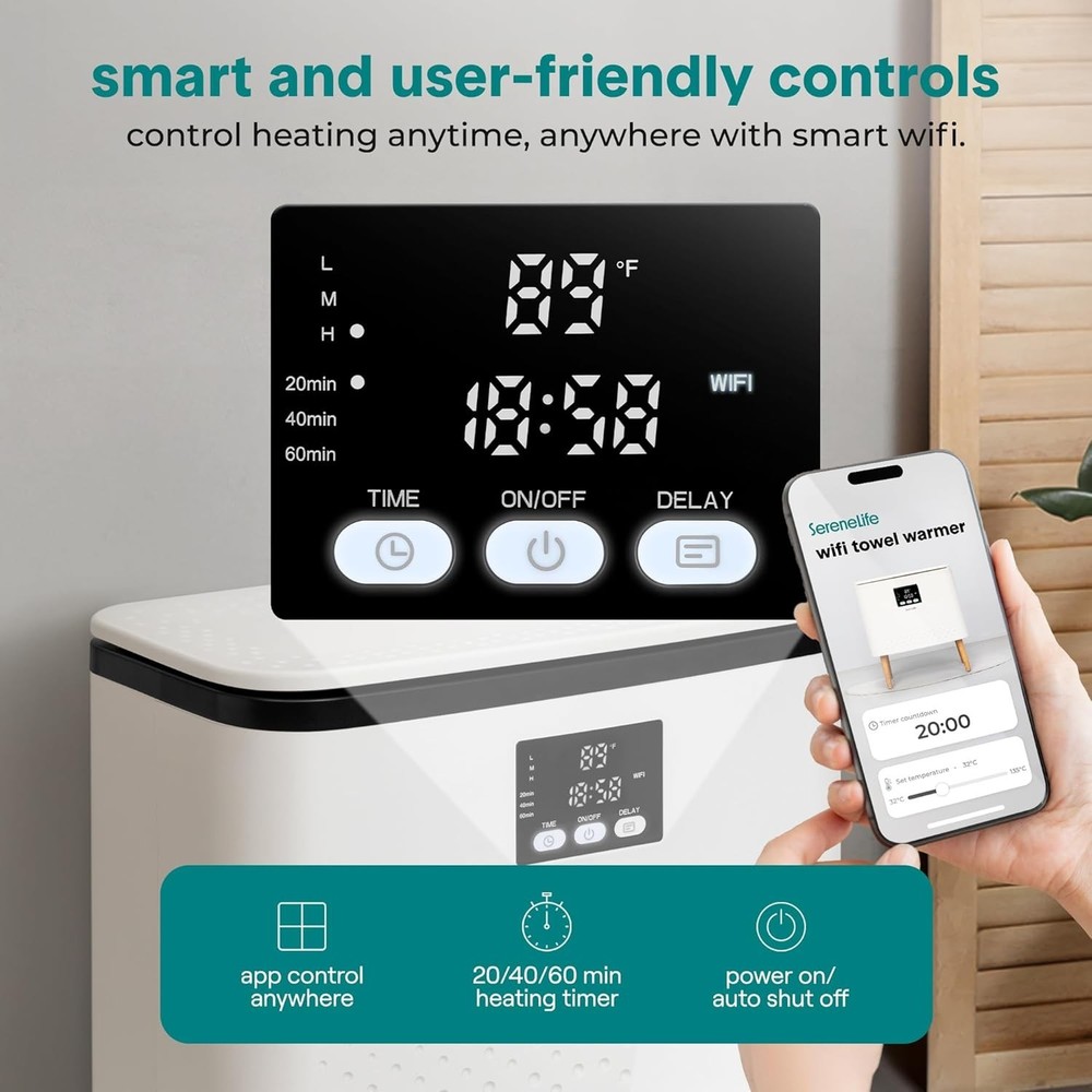 Towel Warmer 20L Large Capacity WiFi Function Mobile App 2 Large Towels Blanket