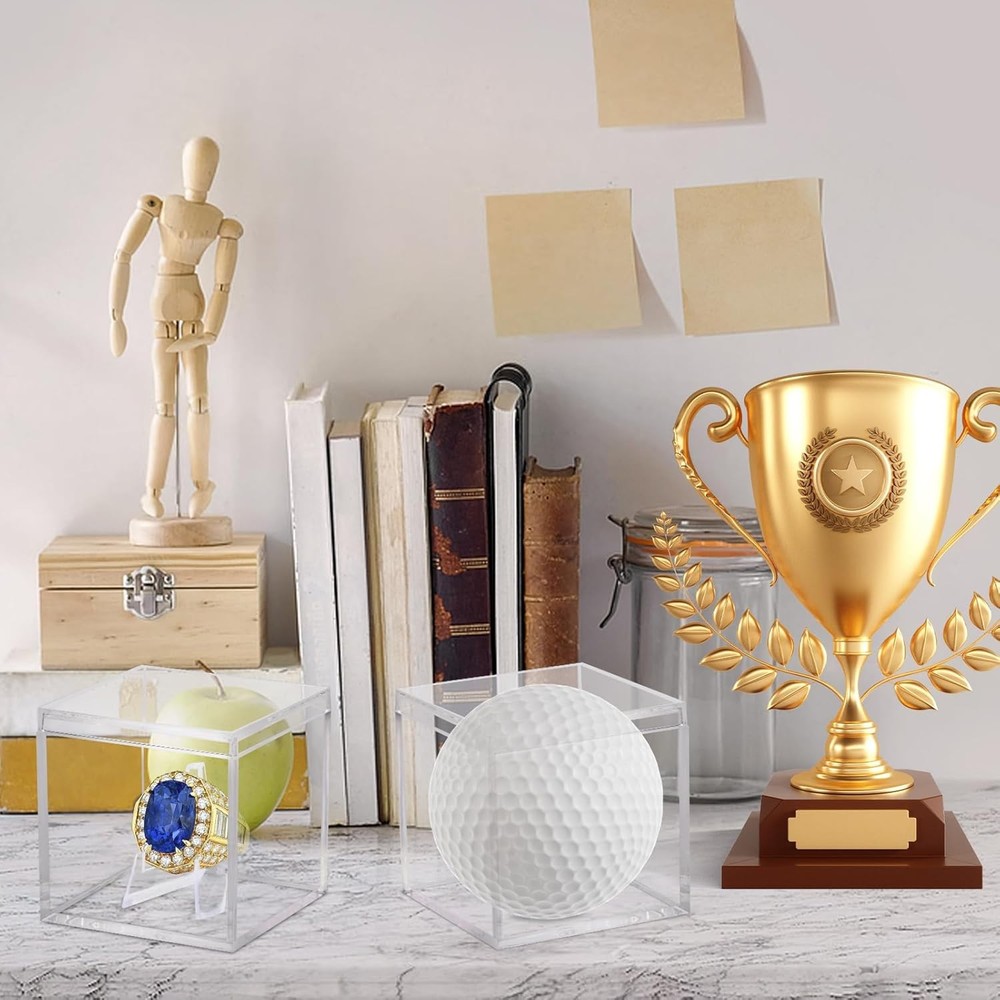 2 Pack Clear Acrylic Championship Ring Display Case, 2-Pack,