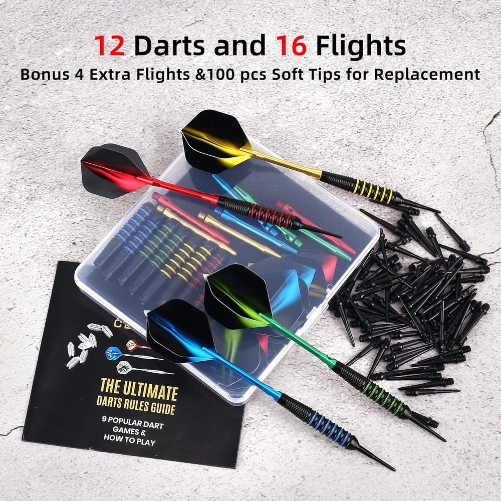 Centaur 12 Pack Soft Tip Darts, Professional 18 Gram Plastic Tip Dart Sets with