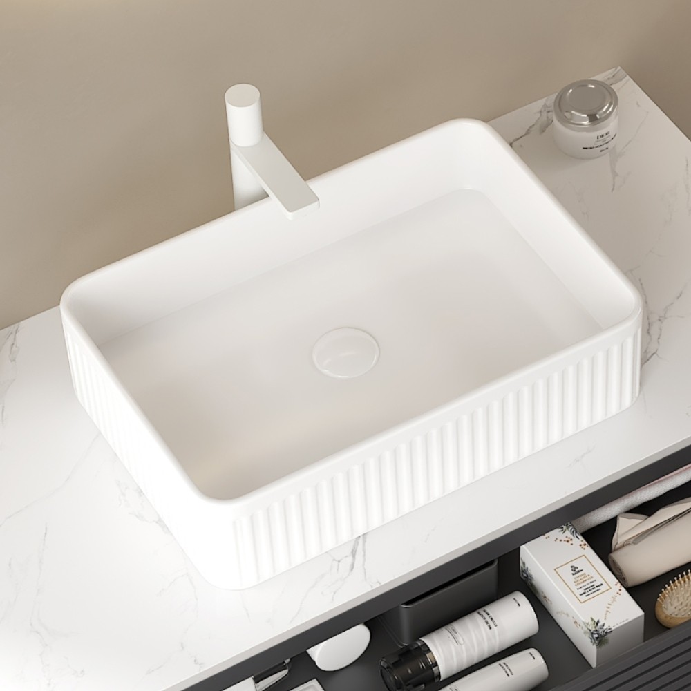 Bathroom Sink Rectangular Striped Vessel NO Cabinet