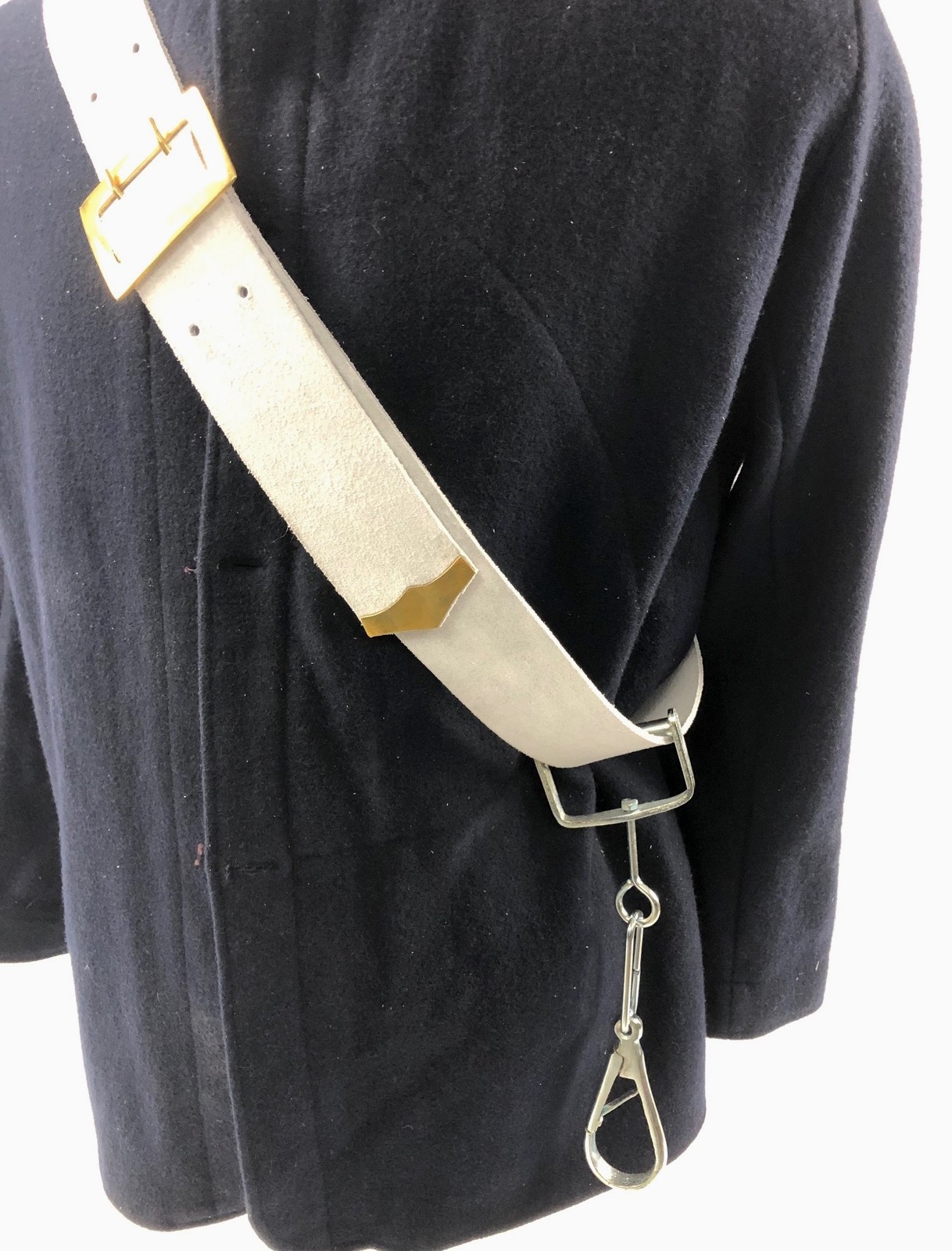 White Buff Leather Cavalry Carbine Sling with Clip