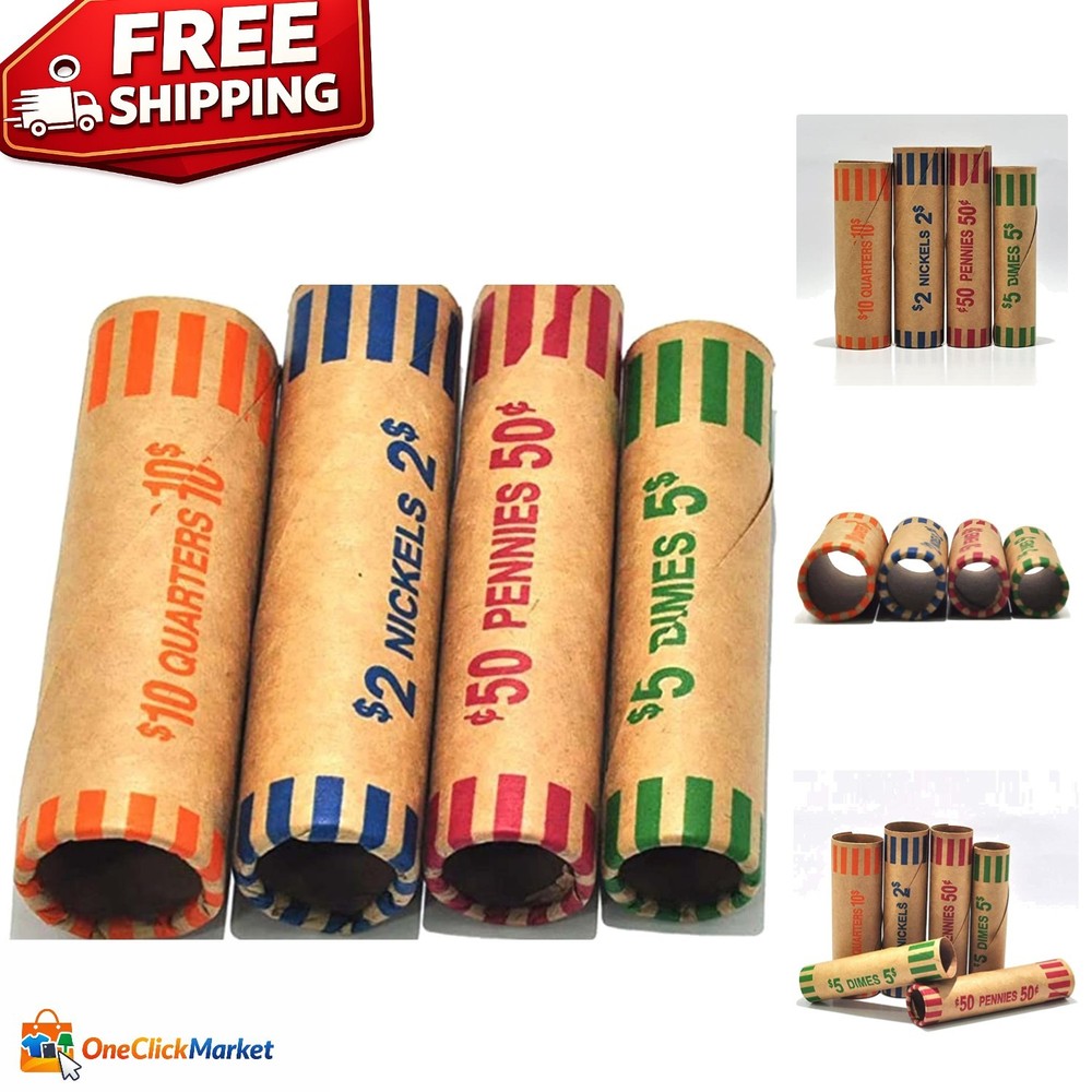 Durable 128 Assorted Coin Rolls: Perfect for Counting & Storing Coins Safely