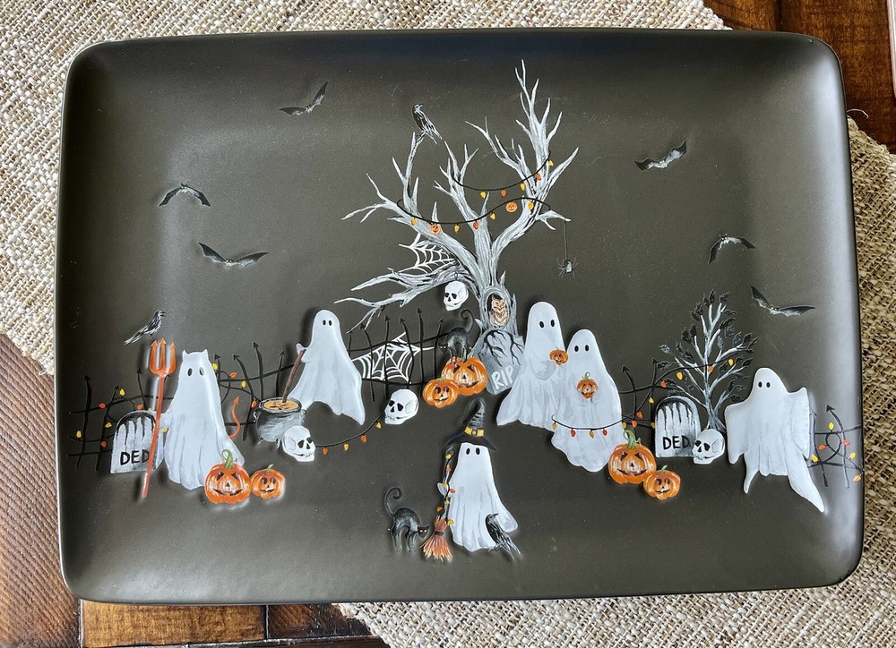 Pottery Barn~ SCARY SQUAD~ Large Rectangular Serving Platter~ 16" w x 12.2~NIB