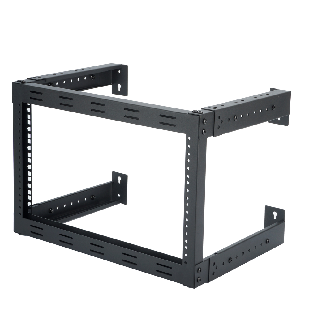 6U Wall Mounted Open Frame Server Equipment Rack Adjustable 19 Inch Black