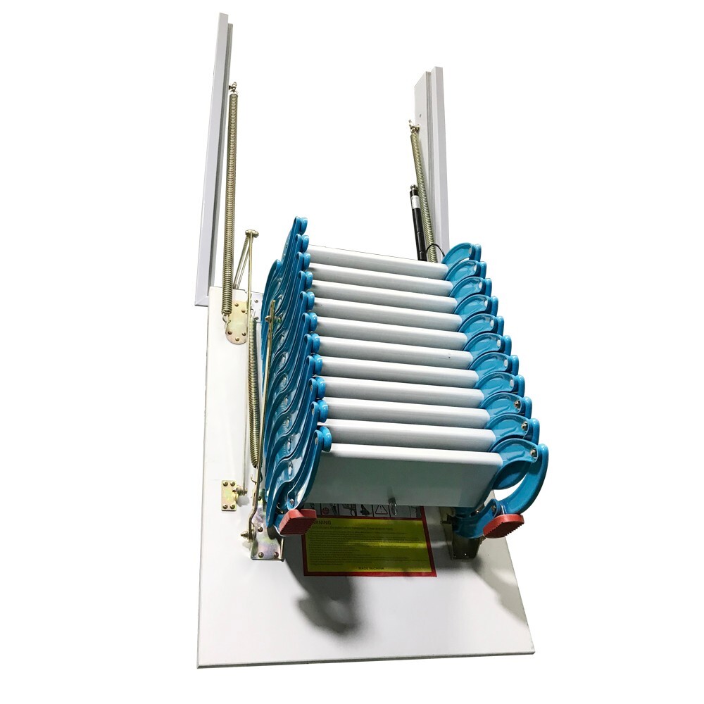 Attic Ladder Loft Wall Folding Stairs Blue 9.18ft Side-Mounted Pull Down Ladder