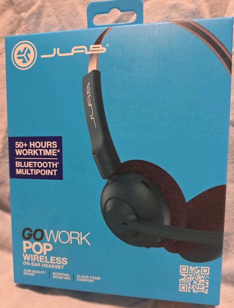 JLab Go Work Pop Wireless On-ear Headset w/Microphone Boom Bluetooth Multipoint