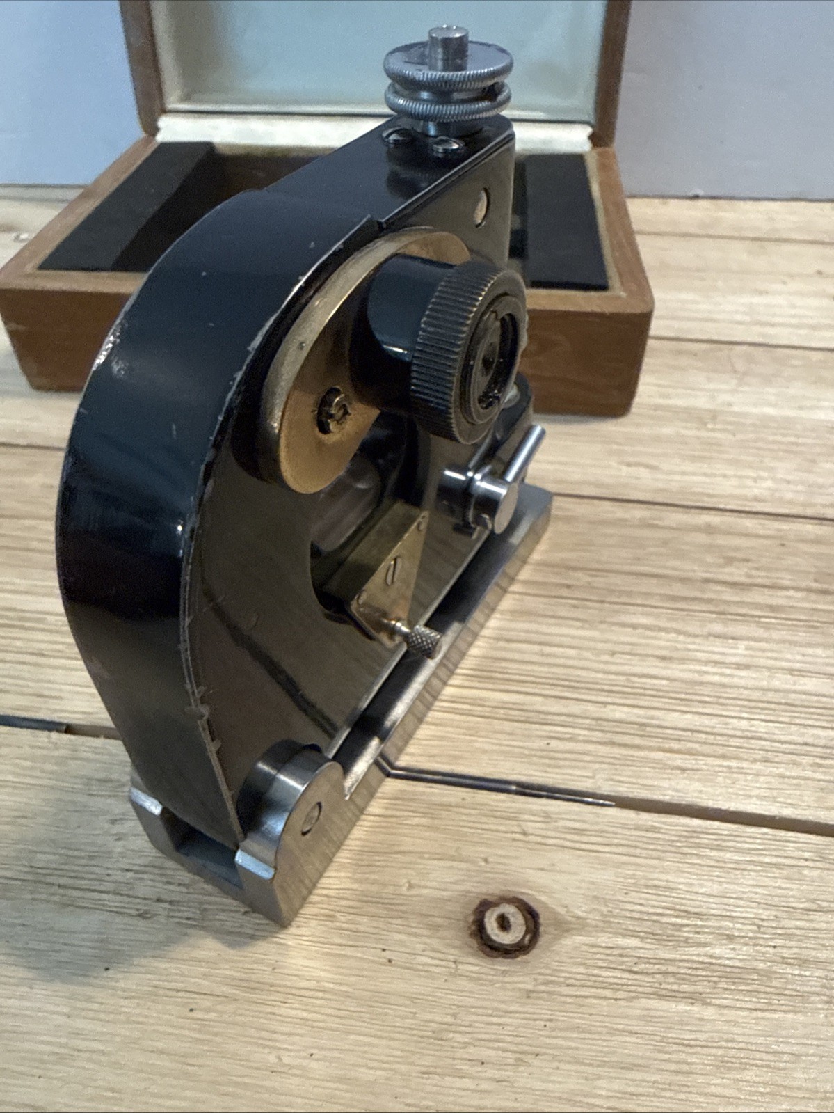 Vintage Bausch & Lomb Precision Machinist Spirit Level in Wood Case USA Rare