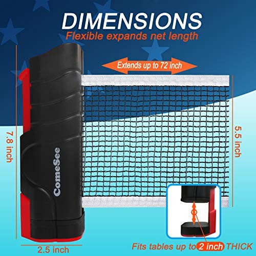 Retractable Ping Pong Net for Any Table, Table Tennis Nets and Posts black