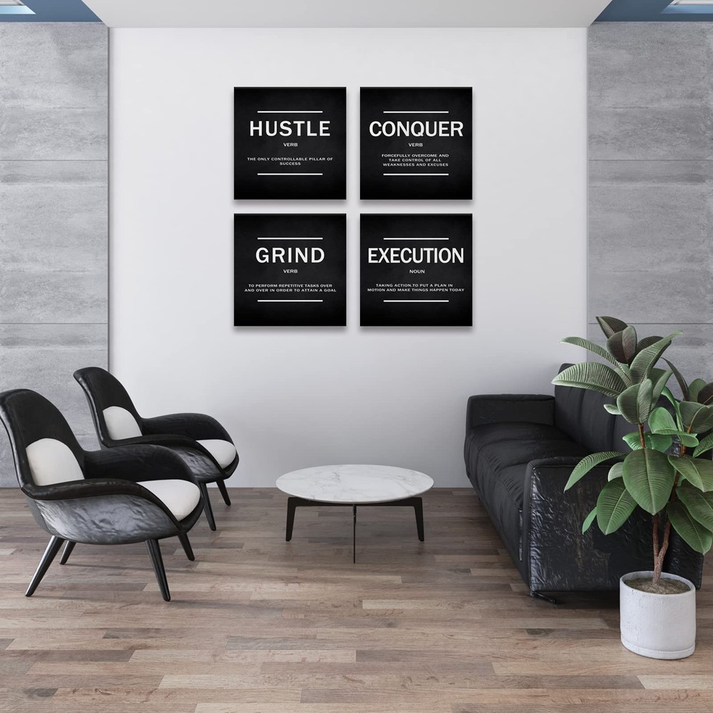 BWSPACE Grind Hustle Execution Conquer Entrepreneur Quotes Inspirational Wall...