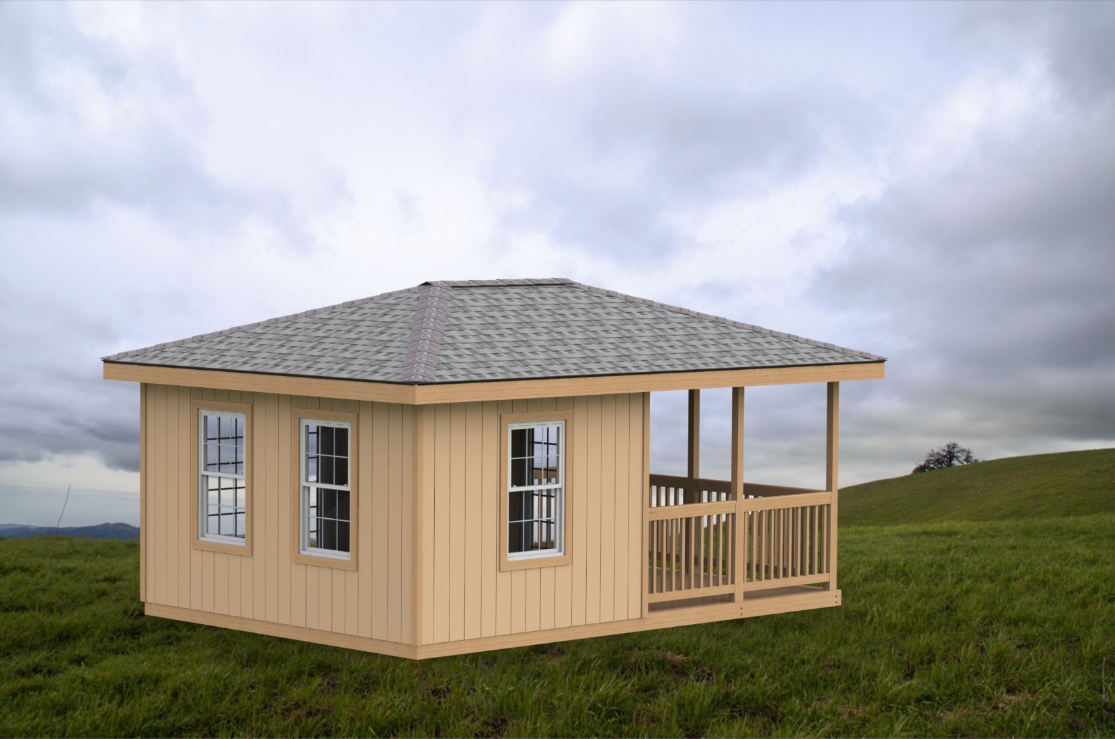 14' x 20' Partially Enclosed Gazebo/Man Cave/She Shed Hip Roof Building Plans