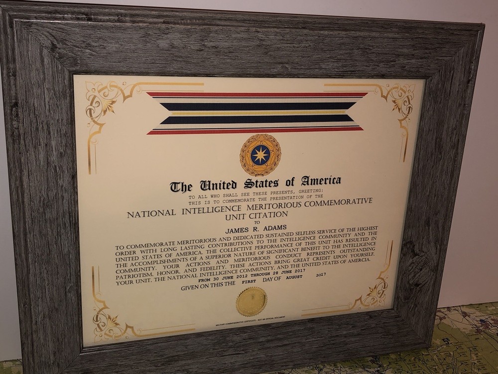 NATIONAL INTELLIGENCE MERITORIOUS COMMEMORATIVE UNIT CITATION CERTIFICATE Type-1