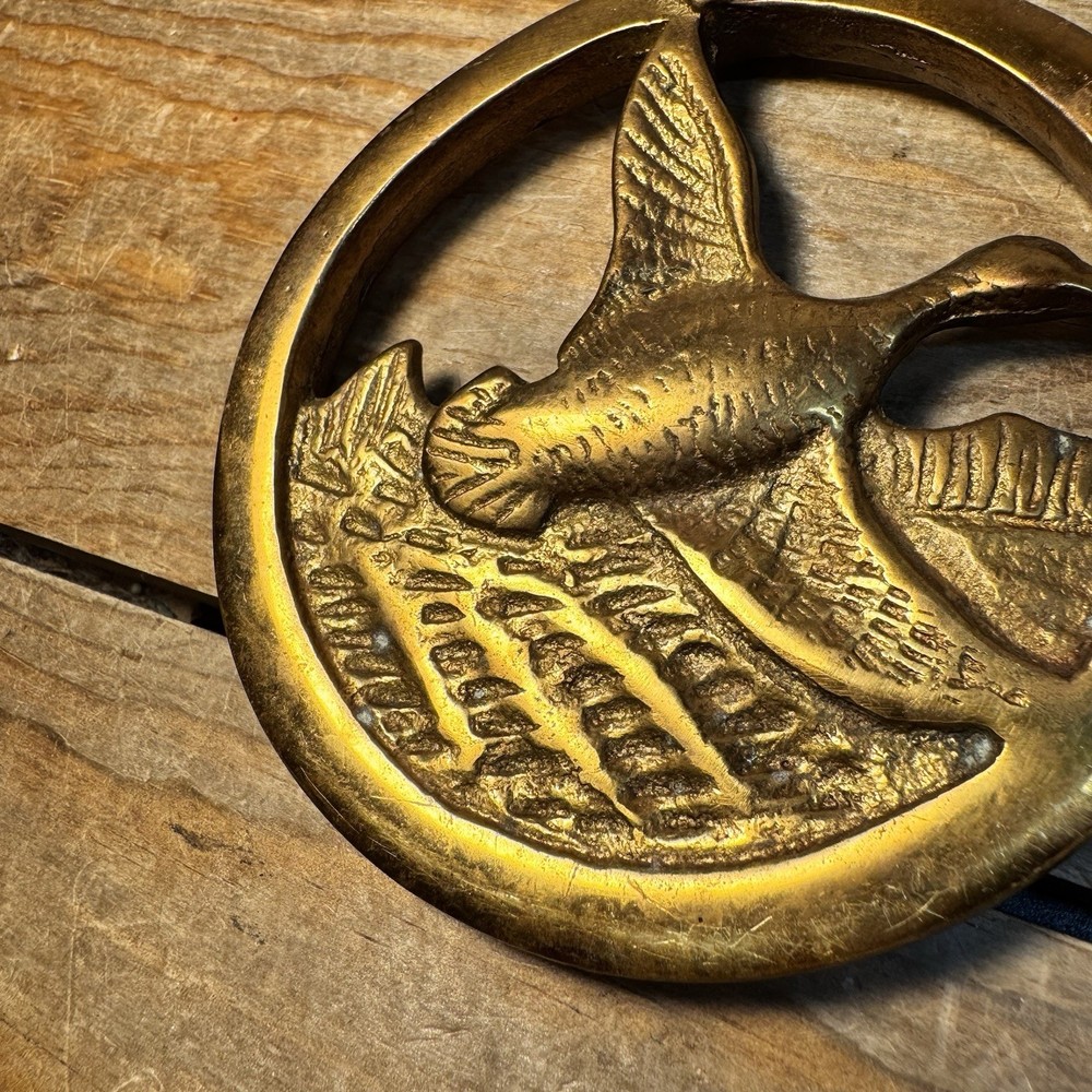 Brass Duck Flying Chimney Flue Damper Handle Pull Fireplace Hook Heavy