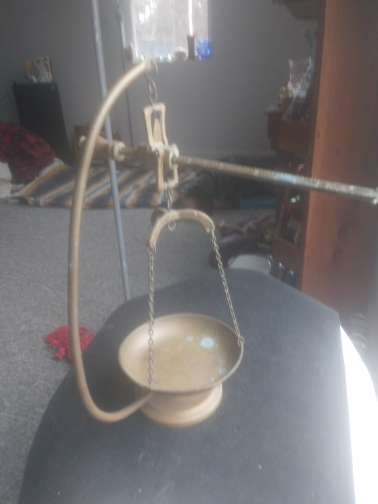 Antique Solid Brass Scale Large 15" - Weighs Up To 6lbs