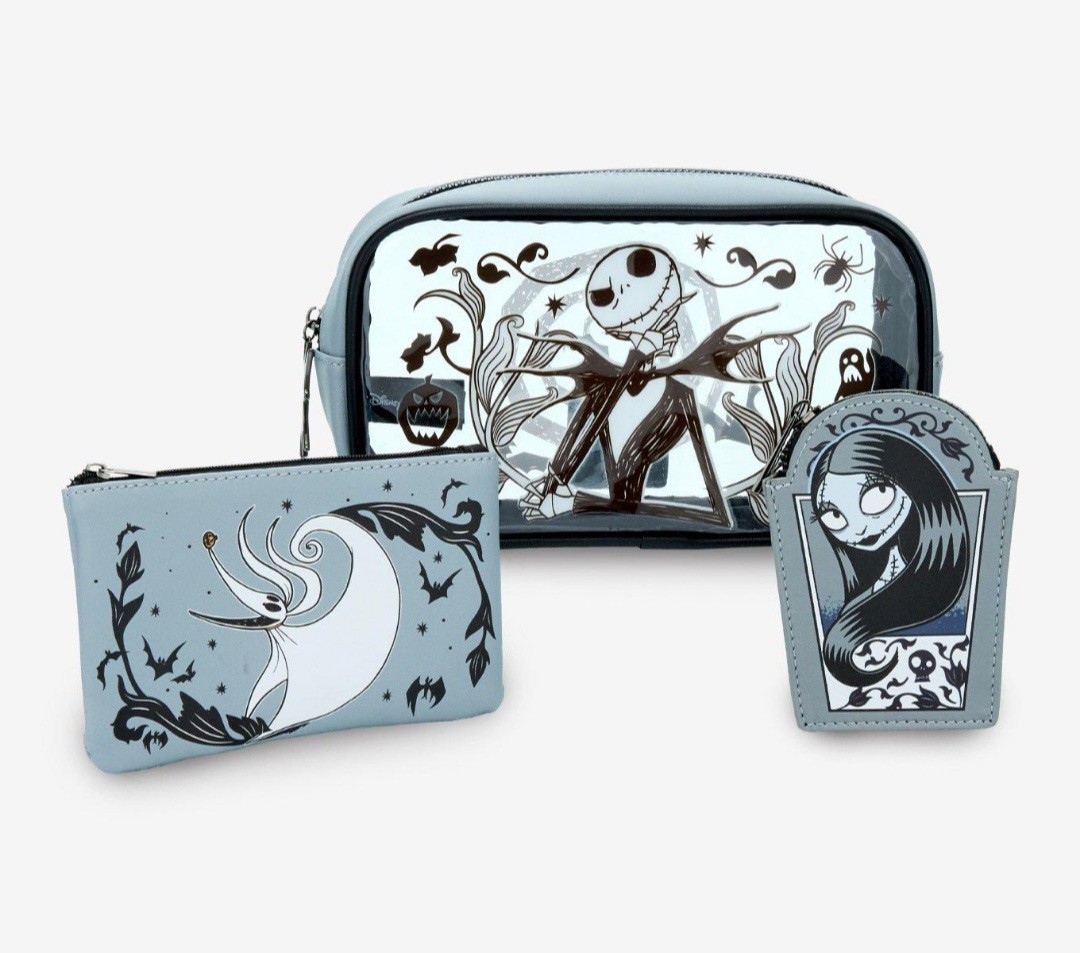 NEW! Disney The Nightmare Before Christmas Tonal Characters Cosmetic Bag 3 Set