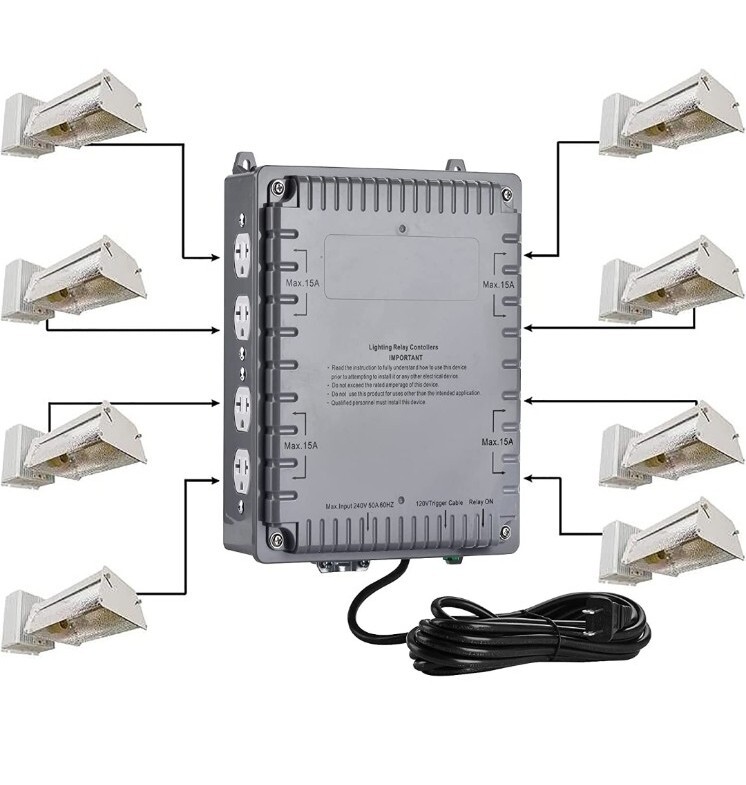 Adini 8000W 8-Light Relay Controller with Trigger Cord for Hydroponics Indoor Gr