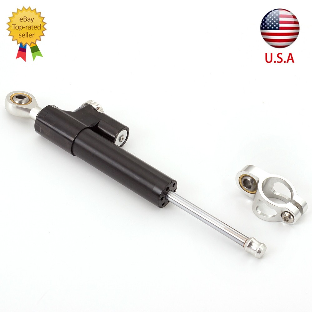 CNC Steering Damper Linear Stabilizer Reversed Safety Control Shock black+silver