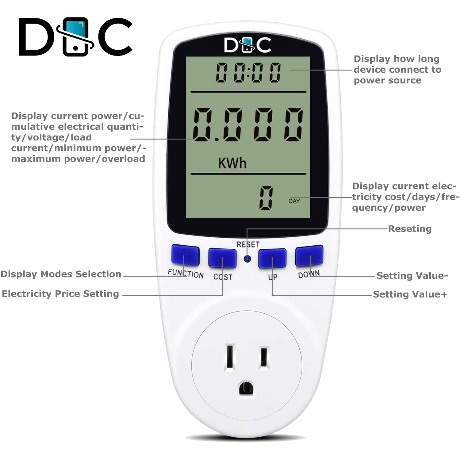 Digital Power Saving Energy Monitor Watt Amp Volt KWh Meter Electricity Analyzer