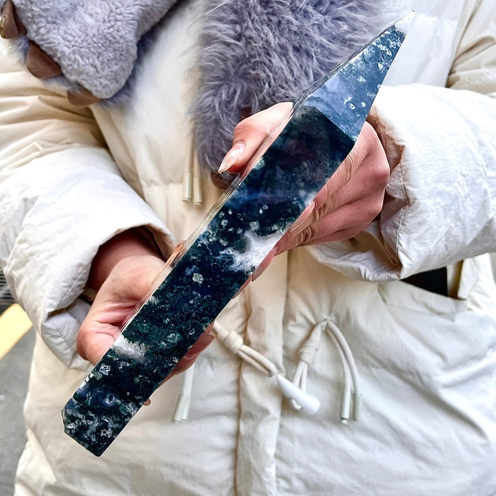 3.63LB Water grass agate wide column obelisk sample column