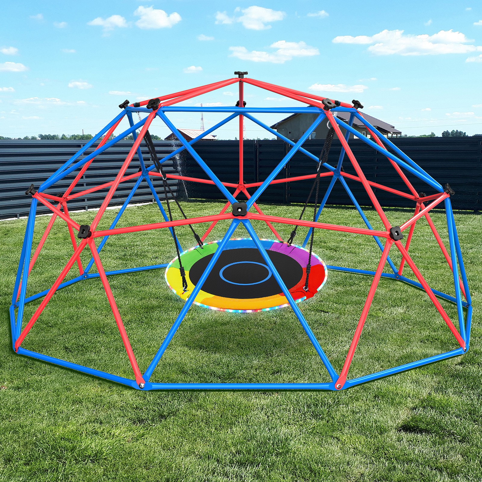 Climbing Dome Swing Set 10ft Jungle Gym Monkey Bars 800lbs for Kids Outdoor Play