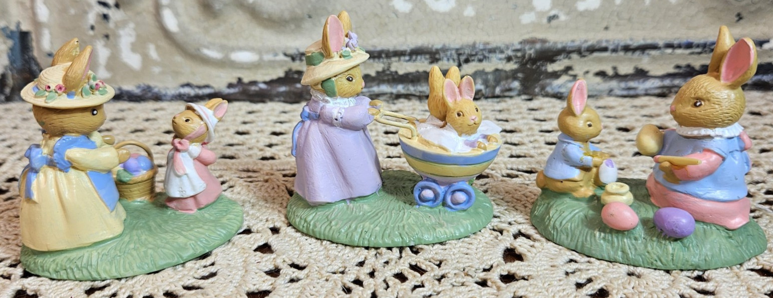 Set of 3 Avon Forest Friends Collection Bunny Rabbits Figurines Easter Spring