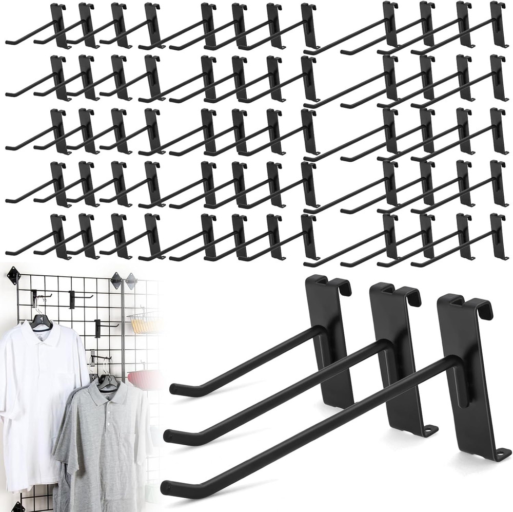 60 Pcs Gridwall Hooks, 4/6/8 Inch Grid Wall Hook Display for Gridwall Panel, 20